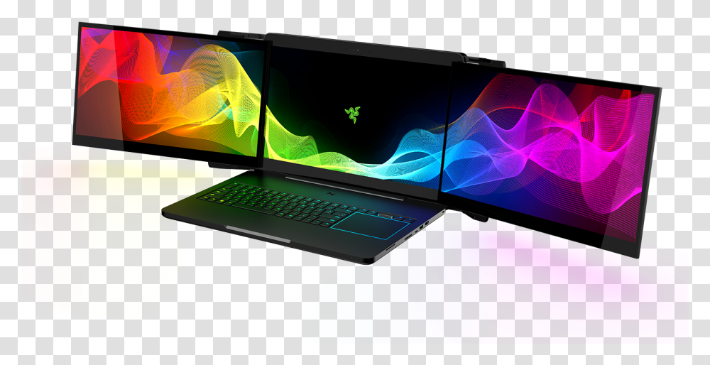 Razer Triple Screen Laptop, Pc, Computer, Electronics, Computer Keyboard Transparent Png