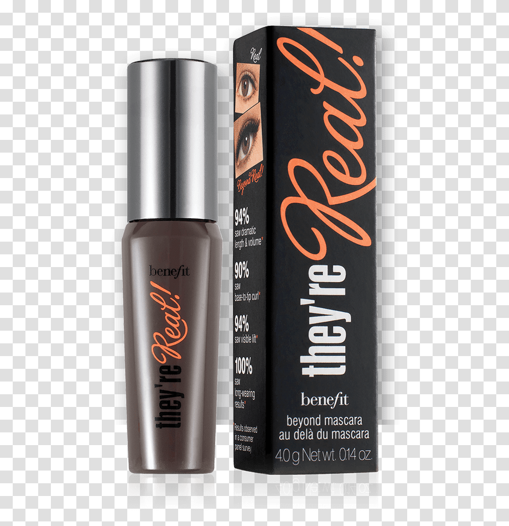 Re Real Lengthening Mascara Travel Size Mini They're Real Benefit Mini, Book, Cosmetics, Bottle, Perfume Transparent Png