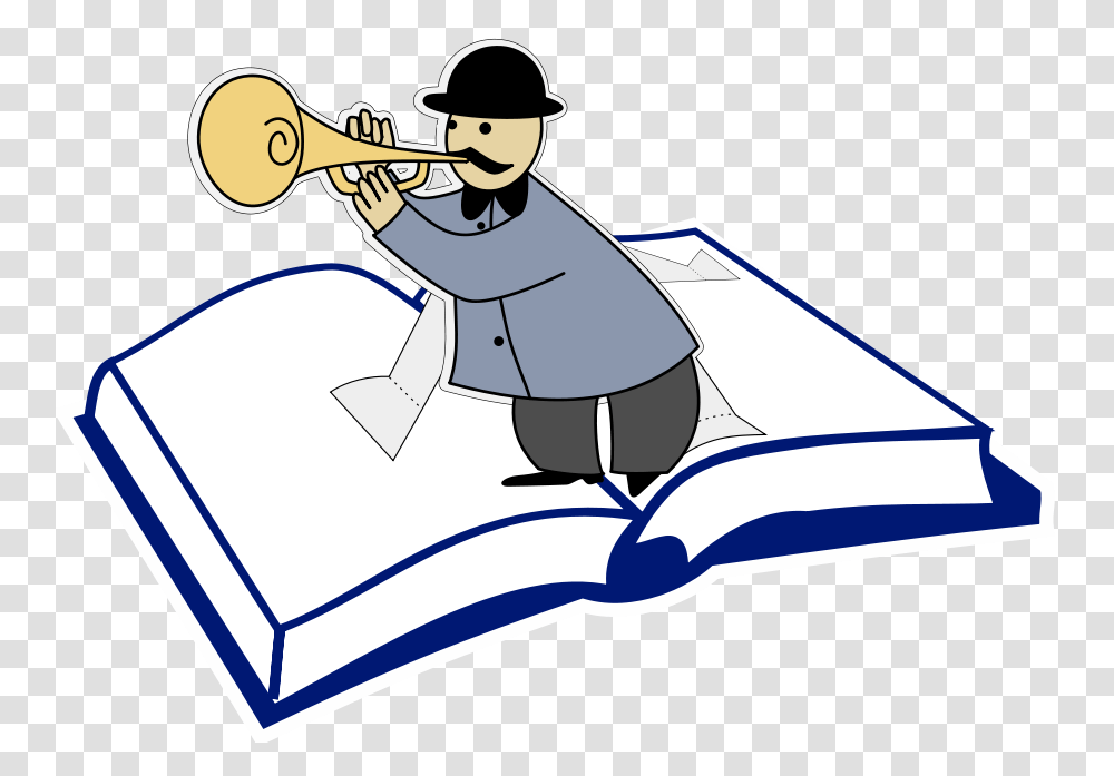Reading A Book Clip Art, Horn, Brass Section, Musical Instrument, Bugle Transparent Png