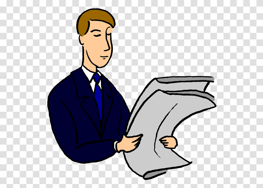 Reading A Newspaper Clipart Man Reading Paper Clipart, Person, Human, Performer Transparent Png