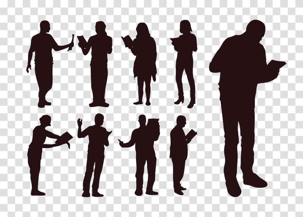 Reading Silhouette Free Vector Art, Person, Hand, People, Crowd Transparent Png