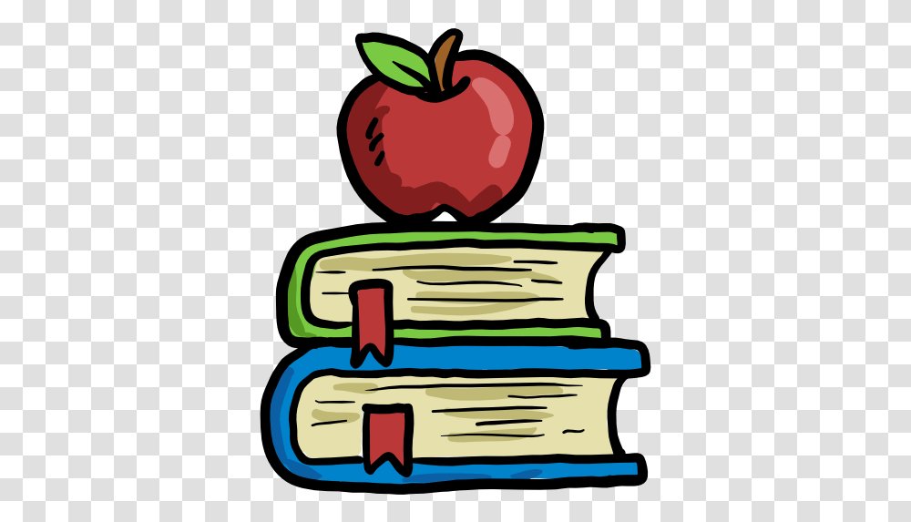 Reading Study Literature Apple Icon School Materials Cartoon, Label, Text, Food, Plant Transparent Png