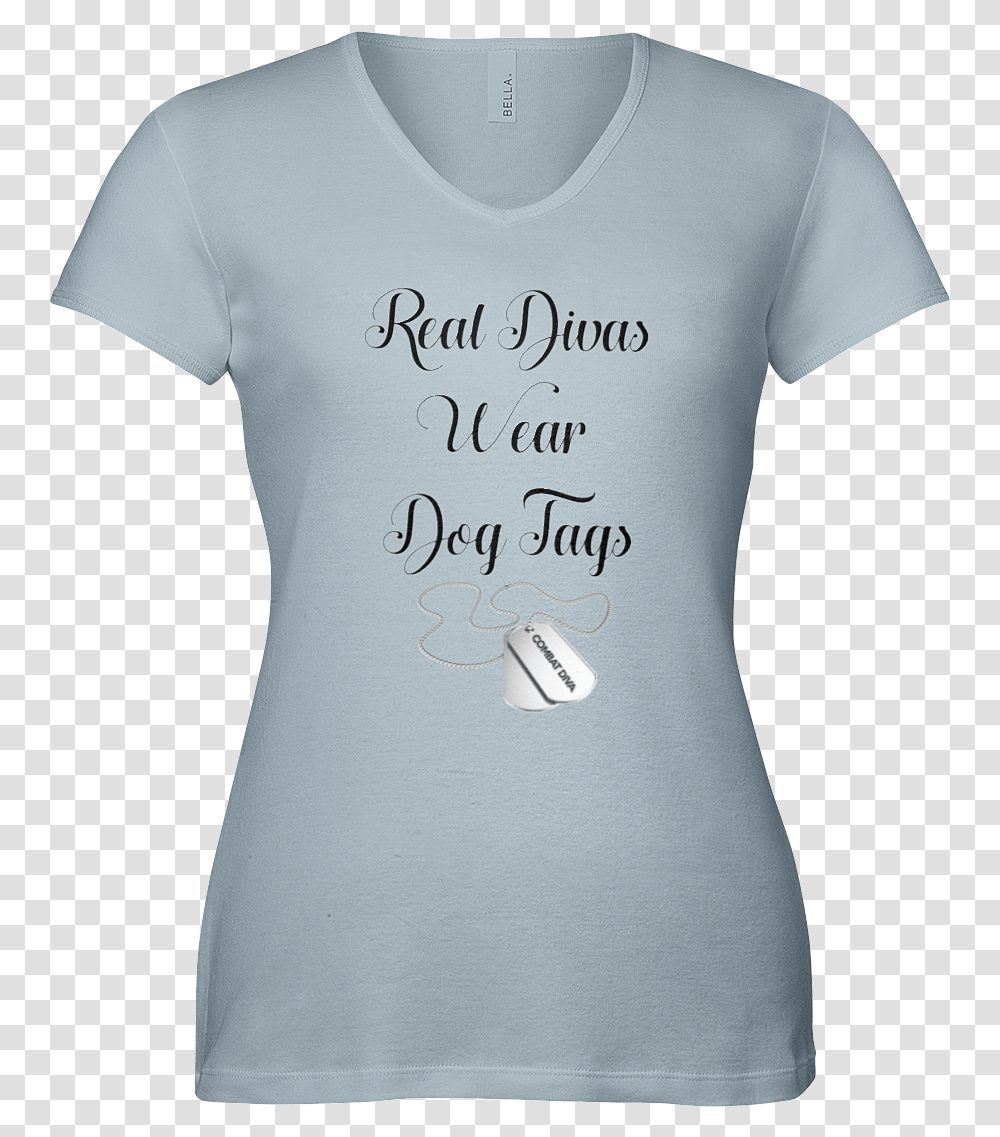 Real Divas Wear Dog Tags V Neck Fine Jersey T Shirt Active Shirt, Apparel, Word Transparent Png