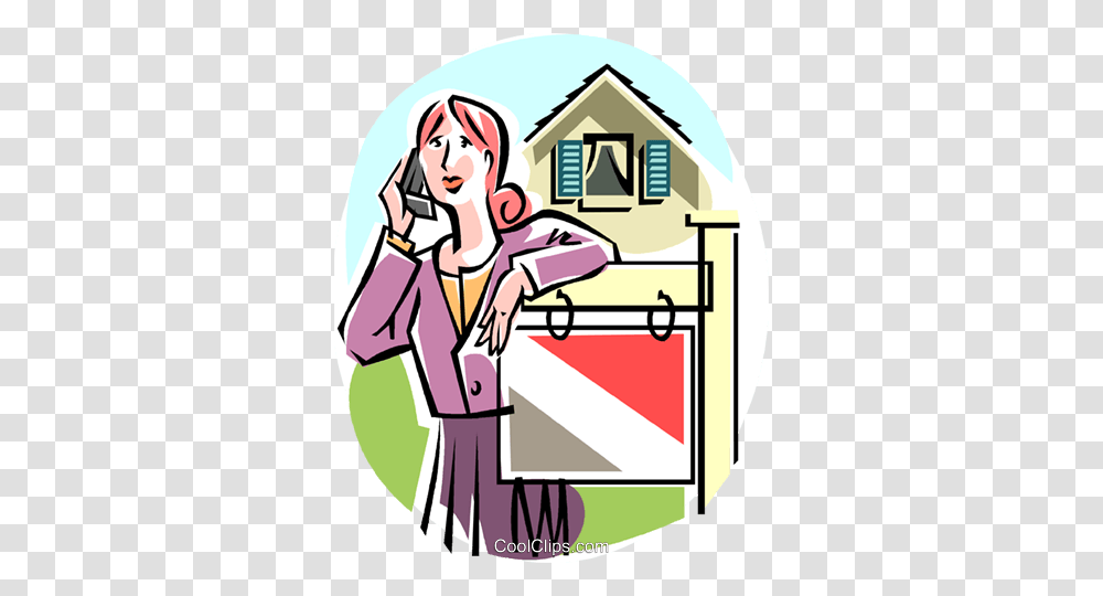 Real Estate Agent On The Telephone Royalty Free Vector Clip Art, Poster, Advertisement, Building, Housing Transparent Png