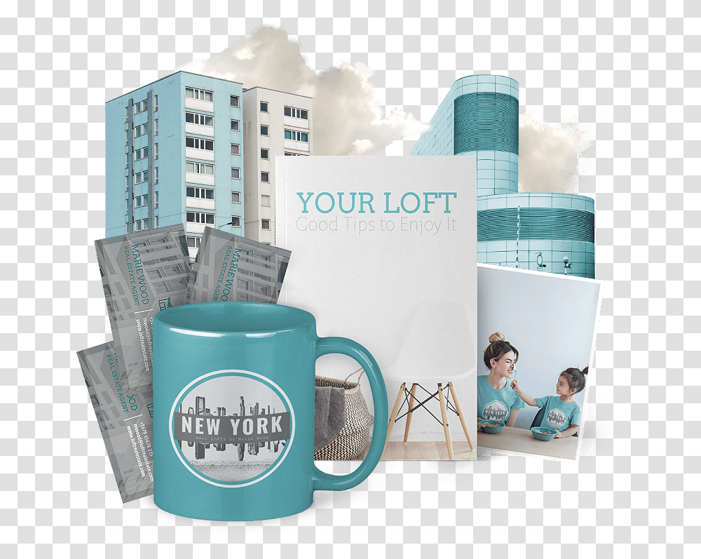 Real Estate Kit Tower Block, Coffee Cup, Person, Human, Advertisement Transparent Png