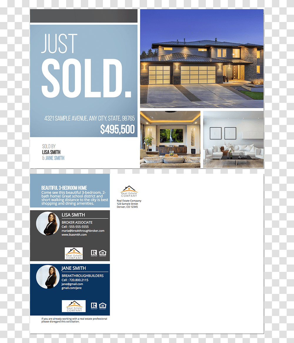 Real Estate Postcard Class Img Responsive House, Advertisement, Poster, Flyer, Paper Transparent Png