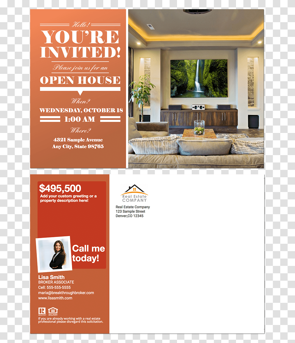 Real Estate Postcard Class Img Responsive Real Estate Open House Invitation, Poster, Advertisement, Flyer, Paper Transparent Png