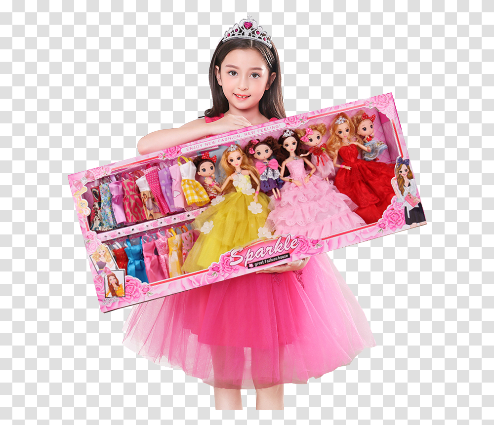 Real Eye S2 Girlfriends Parents And Children Dress Big Barbie Set, Person, Evening Dress, Robe Transparent Png