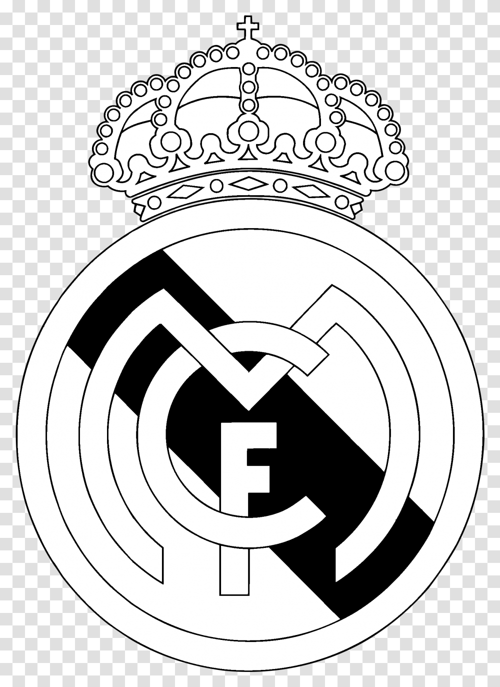 Real Madrid C F Logo Black And White Real Madrid Vector, Cross, Trademark, Emblem Transparent Png