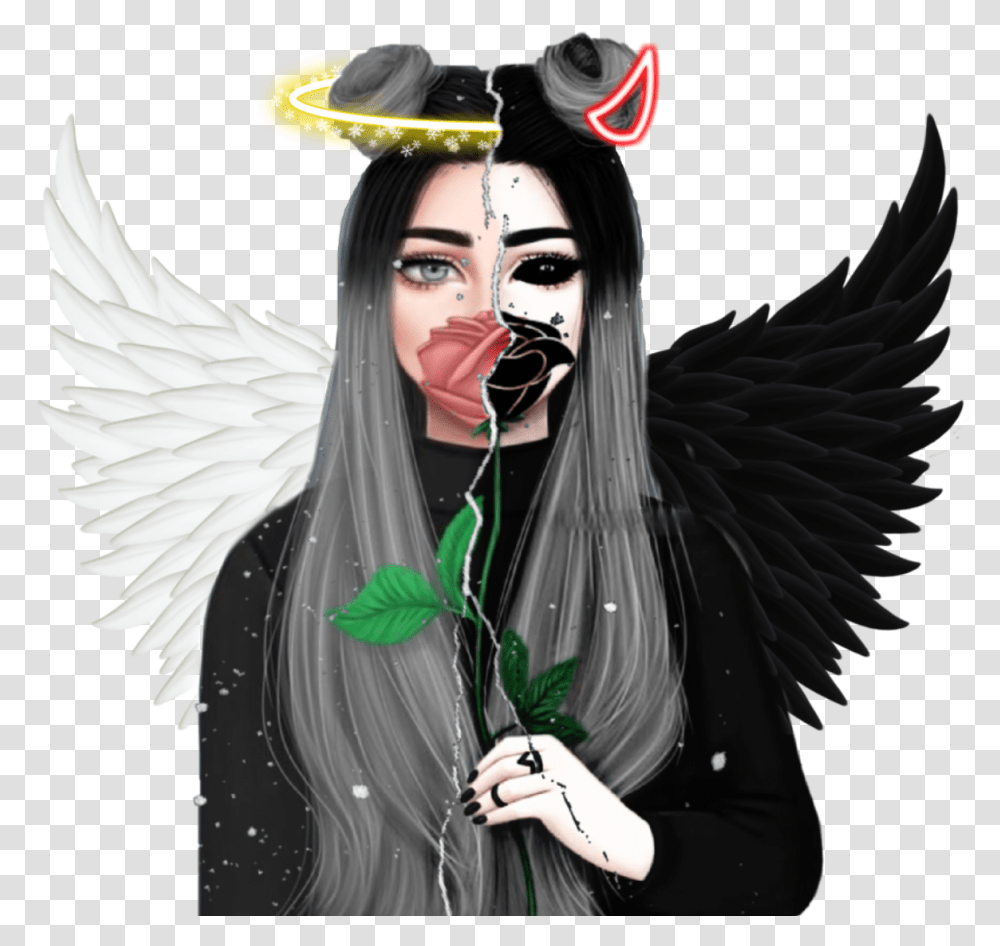 Realistic Black And White Angel Wings, Archangel, Person, Human Transparent Png