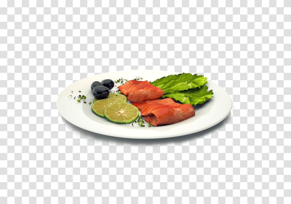 Realistic Food Fish Dish For Dinner Food Fish Bacon, Plant, Citrus Fruit, Meal, Produce Transparent Png