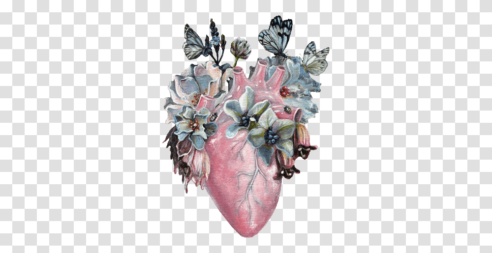 Realistic Heart And Flowers, Plant, Floral Design, Pattern Transparent Png