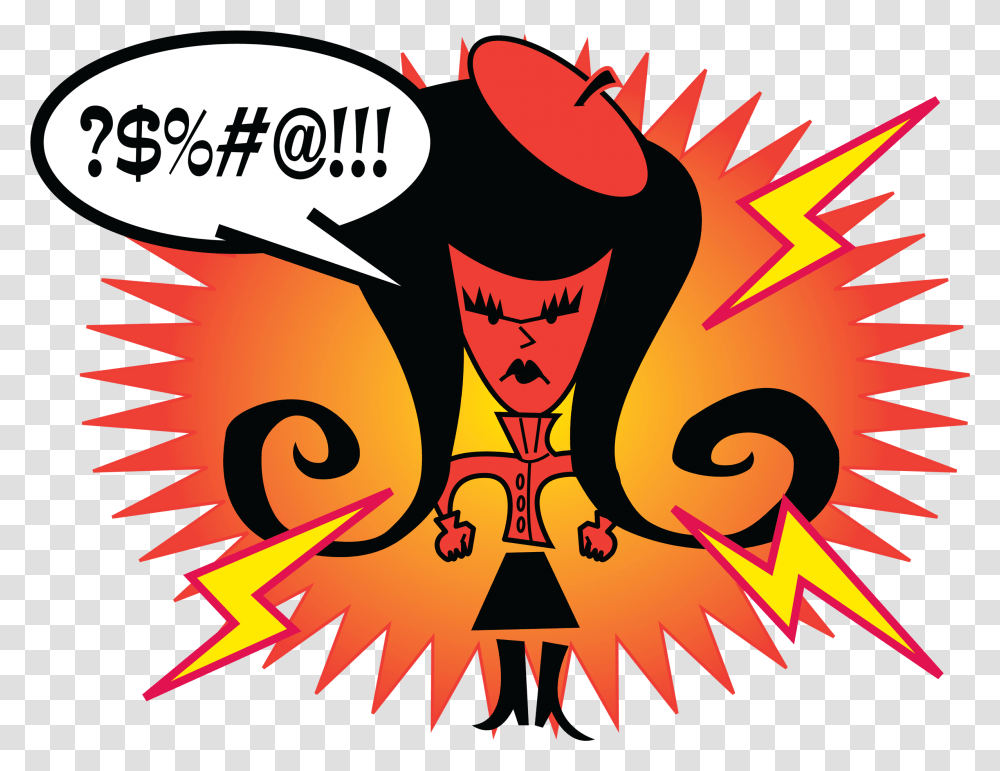 Really Angry Face Sunburst Shape Cartoon Mad Woman In Cartoon, Graphics, Poster, Advertisement, Text Transparent Png