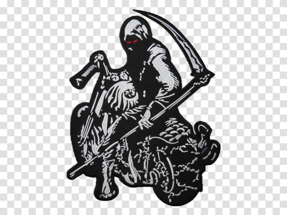 Reaper Biker Patch, Stencil, Pirate, Emblem Transparent Png