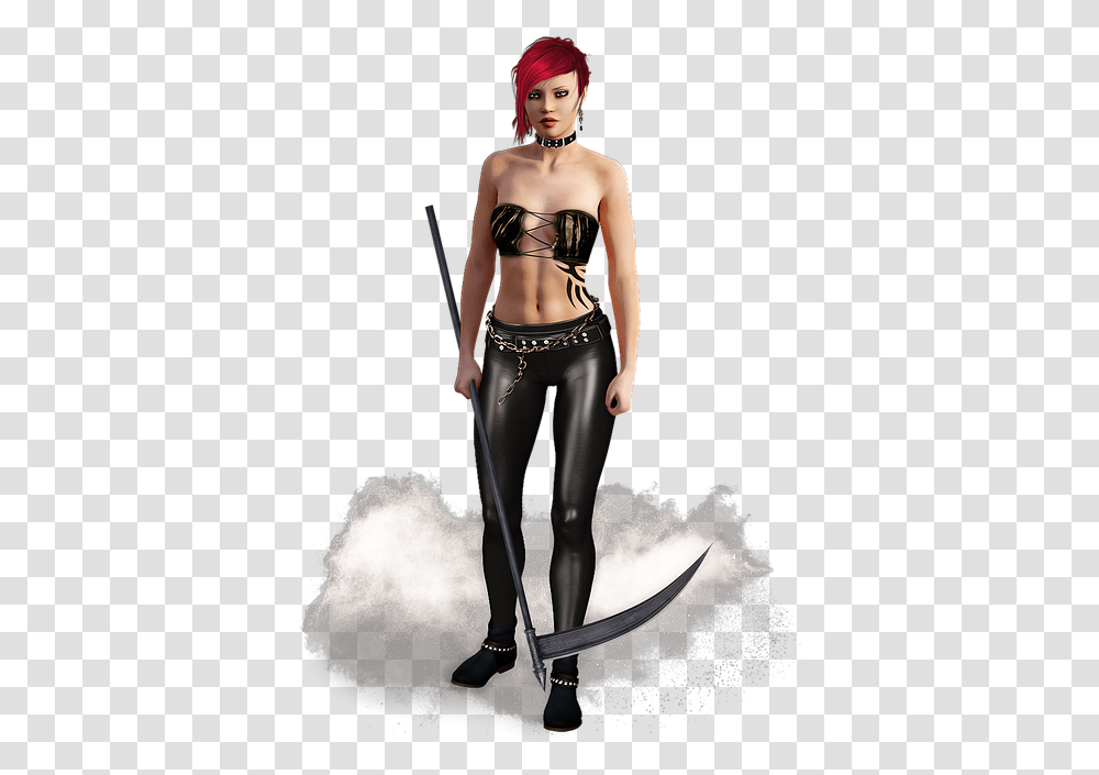 Reaper Death Female Woman Young Sexy Cute Scythe Latex Clothing, Person, Human, Weapon, Weaponry Transparent Png
