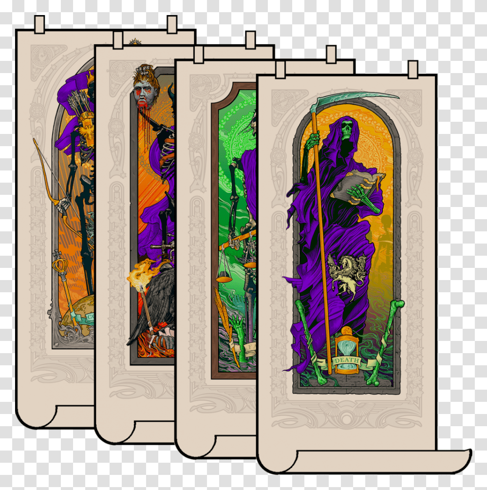 Reapers Of The Apocalypse Print Set Visual Arts, Modern Art, Stained Glass, Canvas Transparent Png