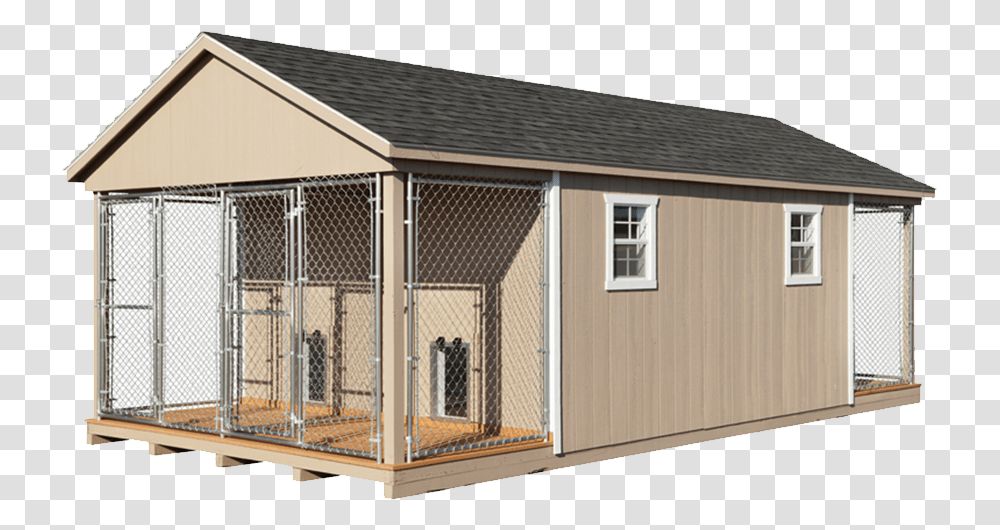 Rear View Of 4 Box Kennel Commercial Dog Kennels Building, Dog House, Den, Housing Transparent Png