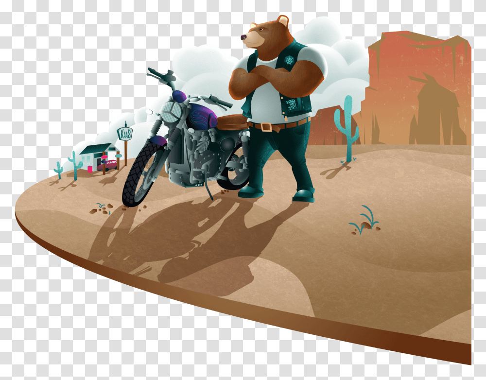 Rebel Bear Illustration, Person, Human, Wheel, Machine Transparent Png
