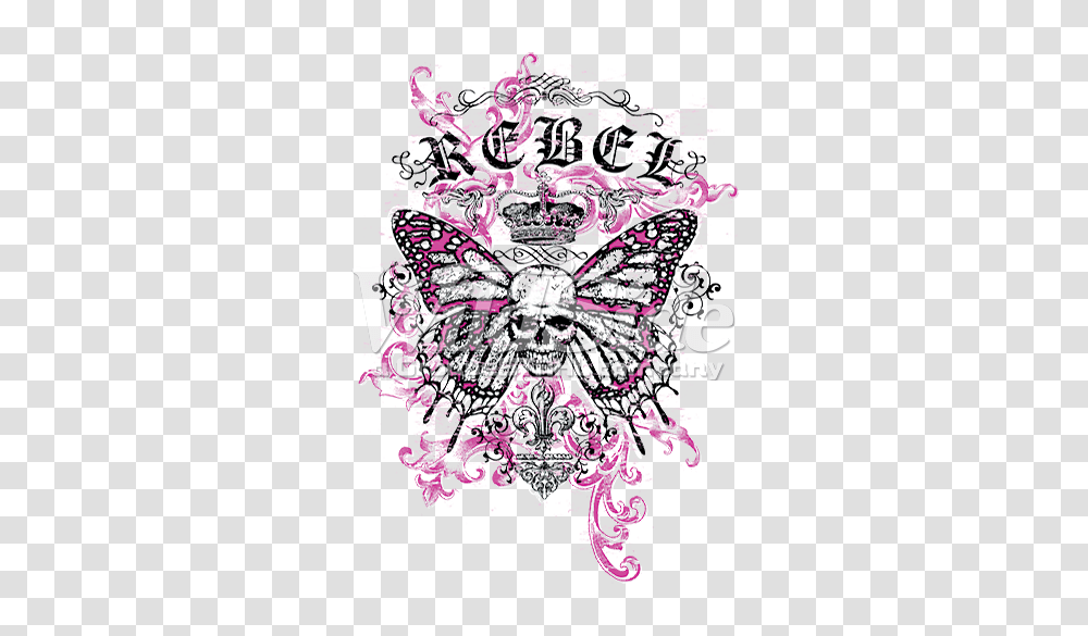 Rebel Skull Butrfly Gothic The Wild Side, Poster, Advertisement Transparent Png