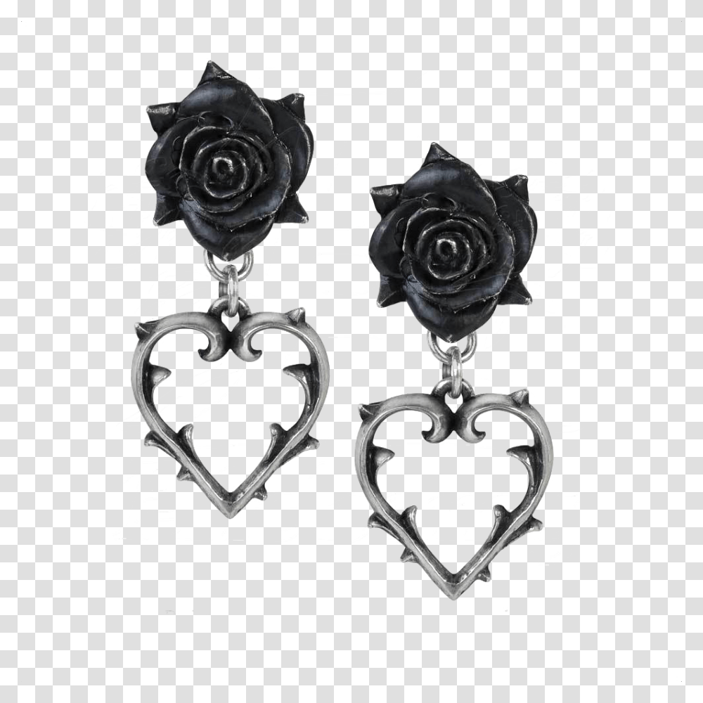 Rebelsmarket Wounded Love Black Rose Heart Of Thorns, Jewelry, Accessories, Accessory, Earring Transparent Png
