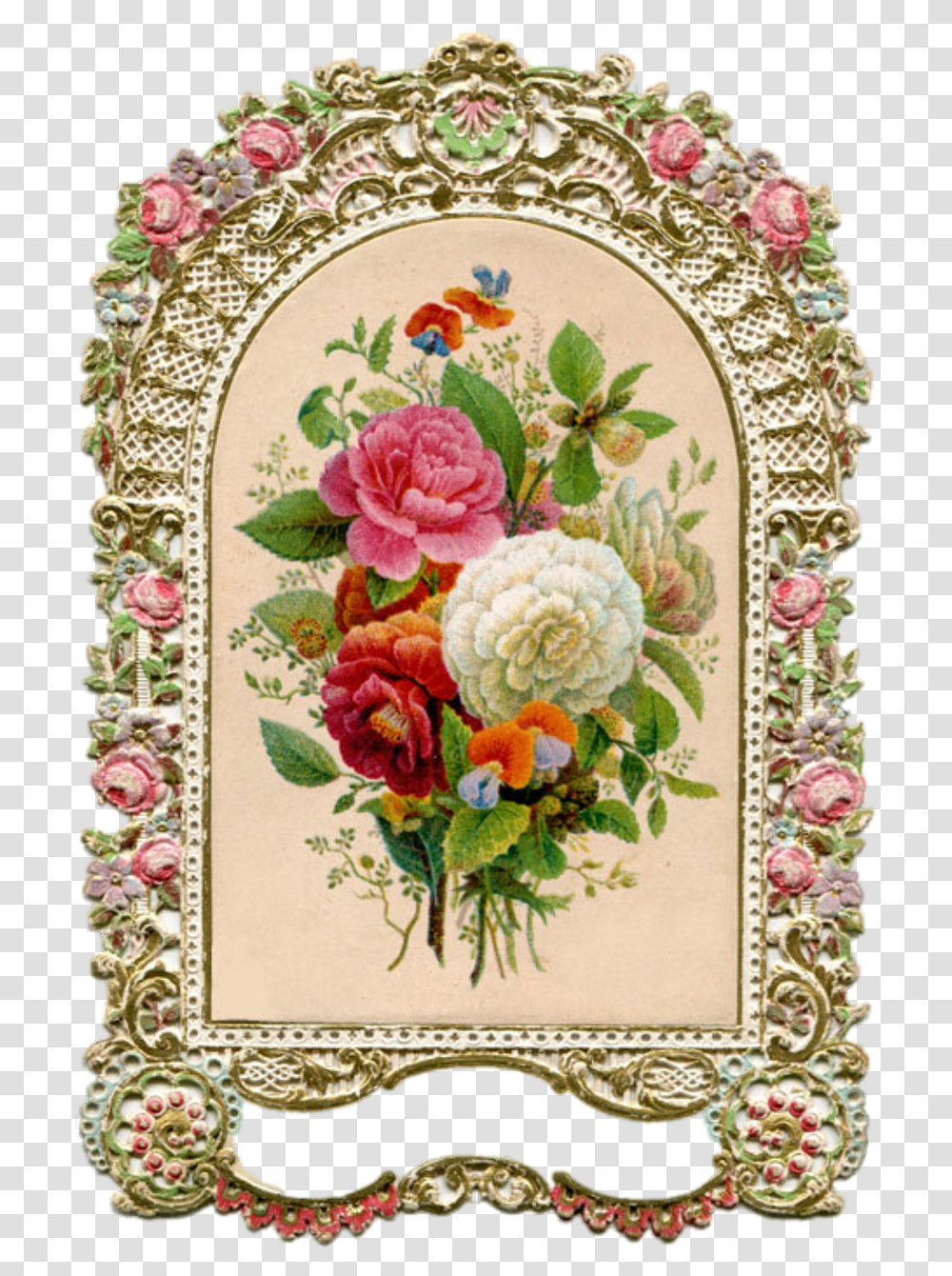 Recargado Vintage Marco Oro Rosas Bouquet Gold Vintage Ovel Frame, Floral Design, Pattern Transparent Png