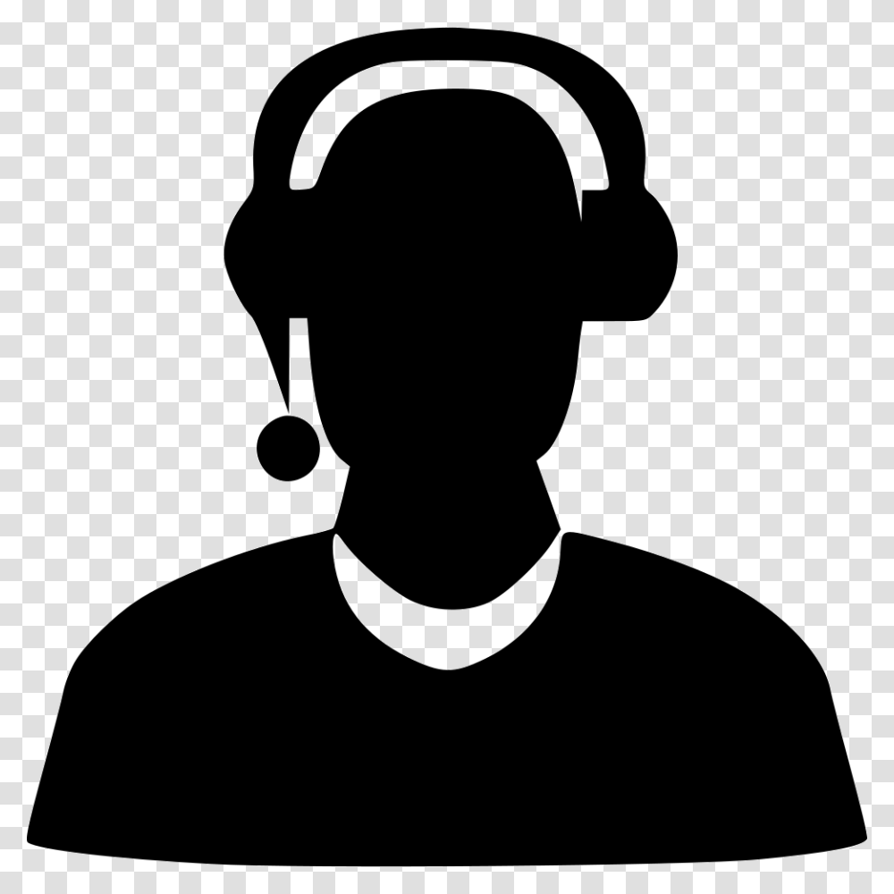 Receptionist Icon Free Download, Silhouette, Stencil, Electronics, Headphones Transparent Png