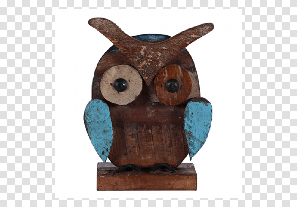 Reclaimed Wood Made Owl On Stand Figurine, Toy, Statue, Sculpture Transparent Png