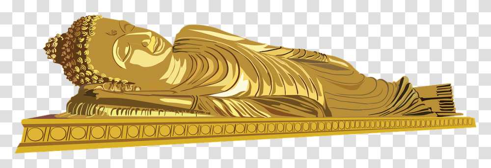 Reclining Buddha Religion, Ivory, Gold Transparent Png