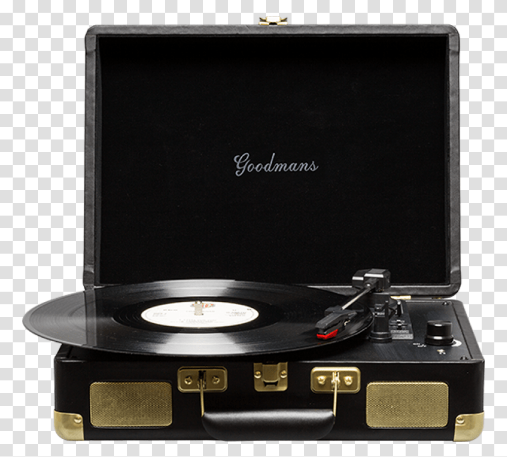 Record Player Goodmans Black Record Player, Monitor, Screen, Electronics, Display Transparent Png