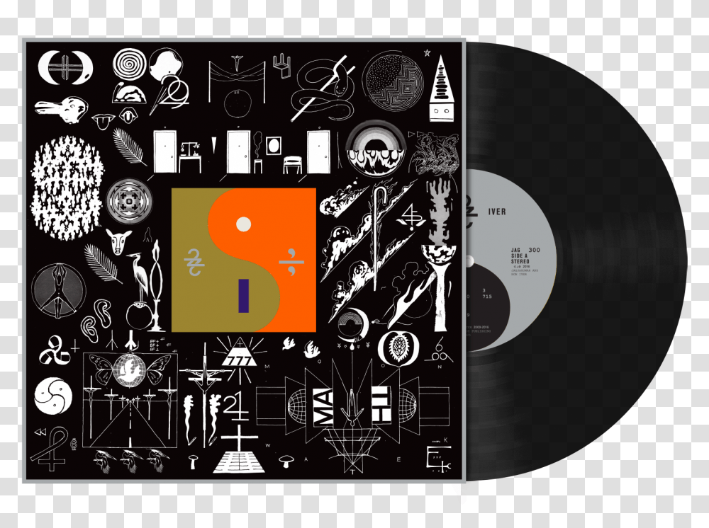 Record Sleeve And Vinyl Record Bon Iver 22 A Million, Poster, Advertisement, Person, Human Transparent Png