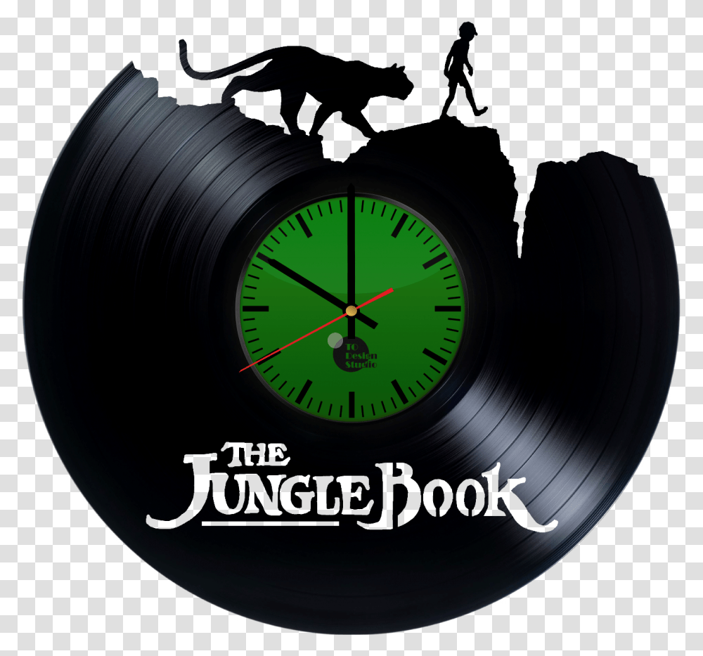 Records Silhouette Vinyl Jungle Book Movie Hd, Analog Clock, Wristwatch, Clock Tower, Architecture Transparent Png