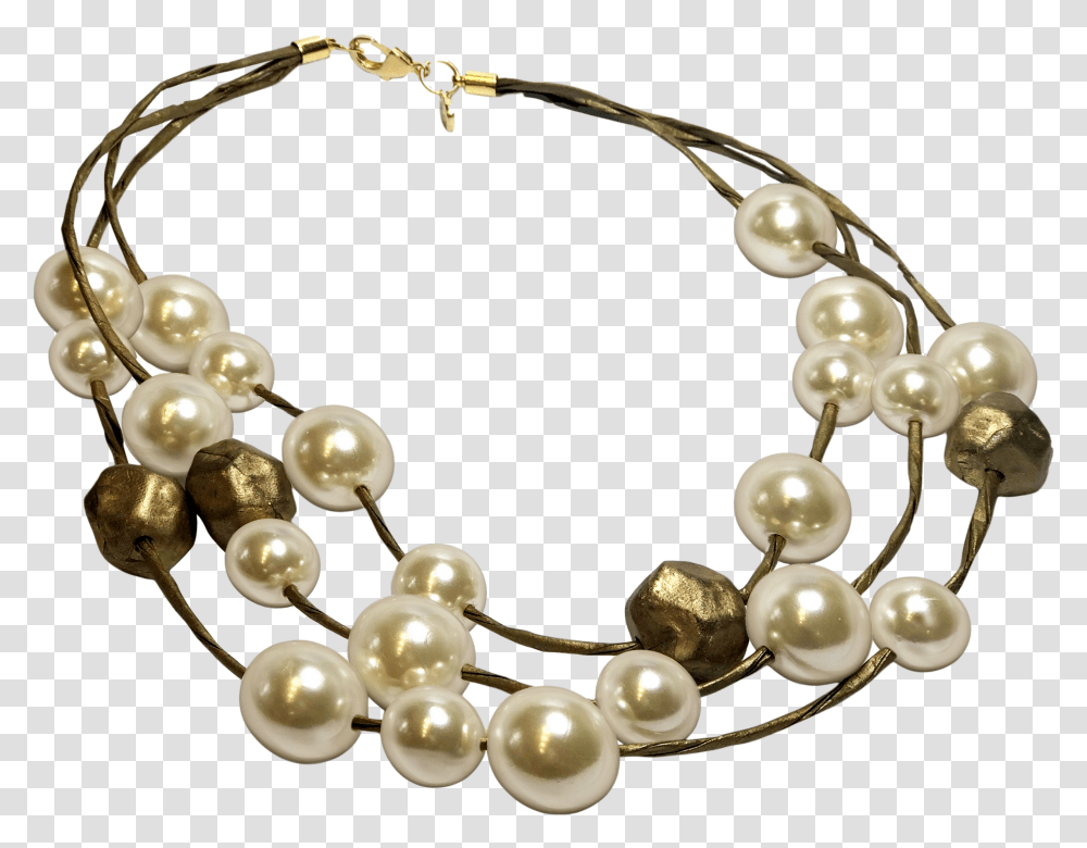 Recycled Paper And Pearl Necklace With Gold Cold Ceramic Pearl, Jewelry, Accessories, Accessory, Bracelet Transparent Png