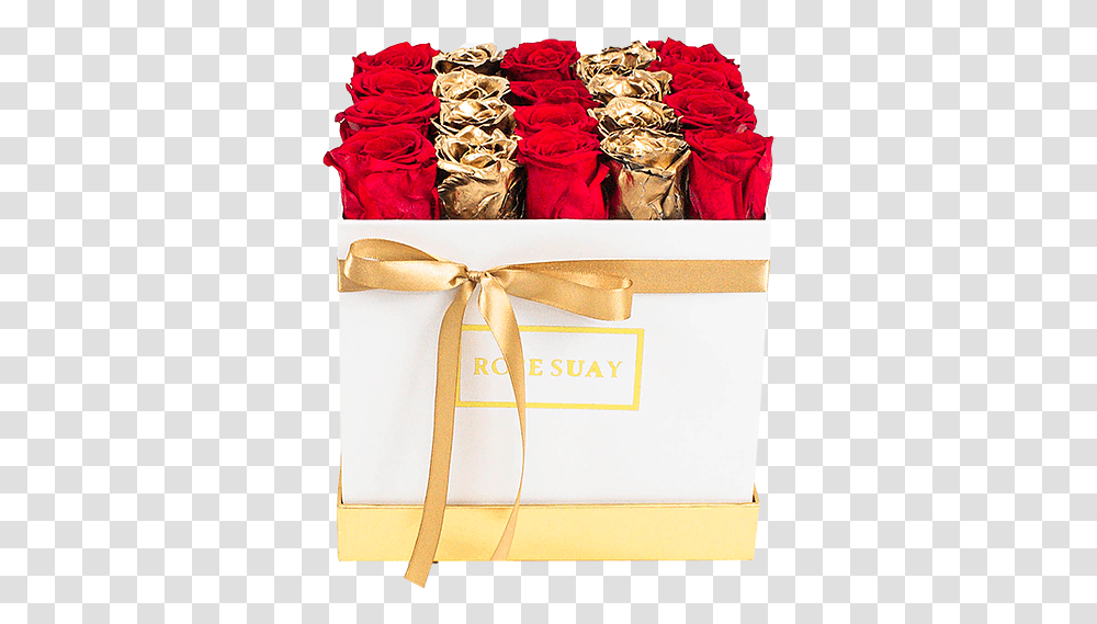 Red 24k Gold Eternity Roses Midi White Square Box Rosesuay Gift Wrapping Transparent Png