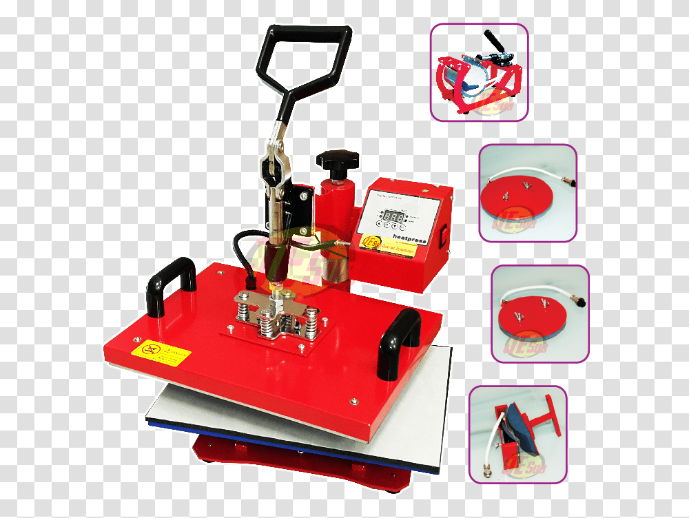 Red 5 In 1 Heat Press Machine, Lawn Mower, Tool, Transportation, Vehicle Transparent Png