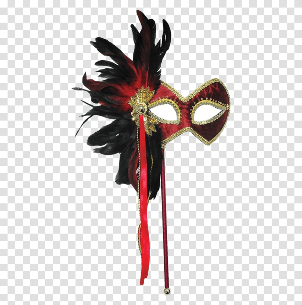 Red Amp Gold Masquerade Mask Red Feather Masquerade Masks, Costume, Parade, Crowd, Carnival Transparent Png