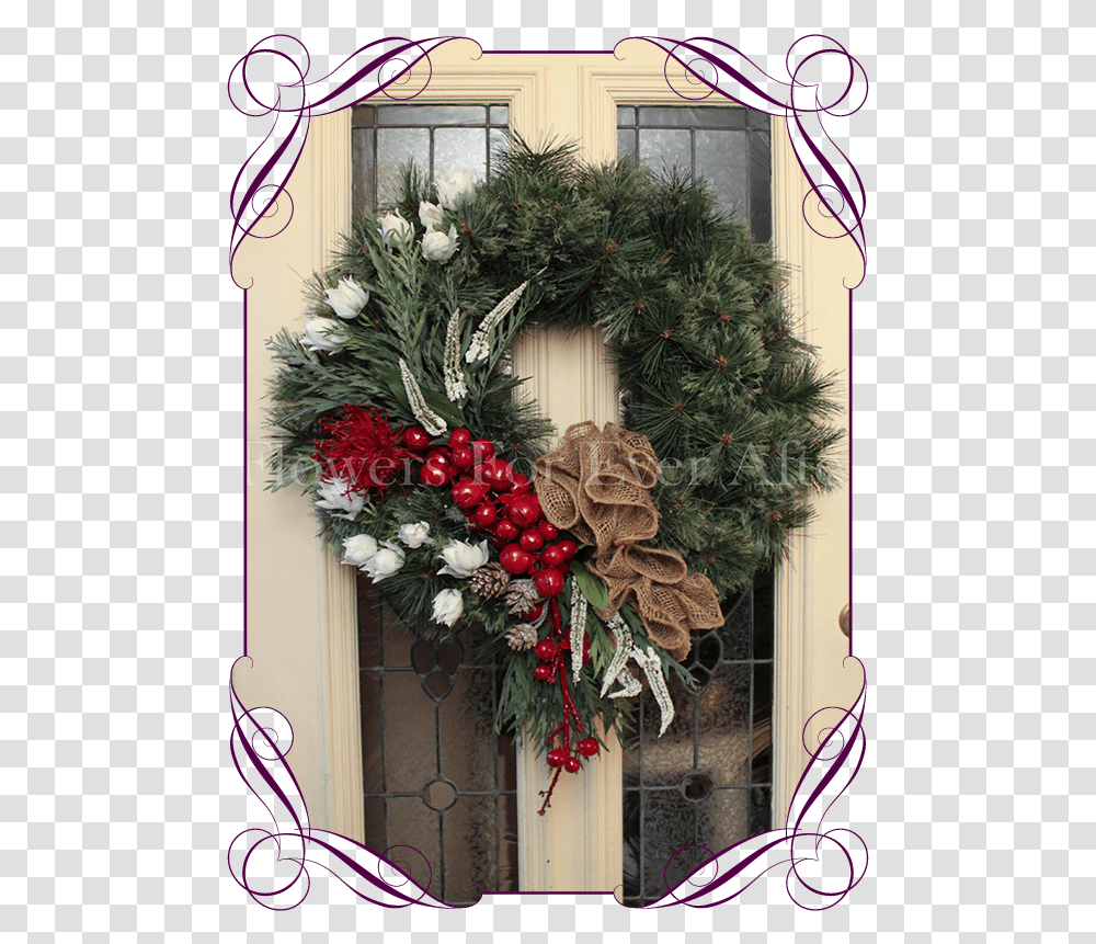 Red Amp White Pine Wreath Flowers For Ever After Artificial Wreath, Christmas Tree, Ornament, Plant Transparent Png