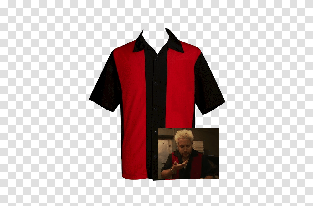 Red And Black Button Down Bowling Shirt Polyester Bowling Shirt, Apparel, Person, Coat Transparent Png