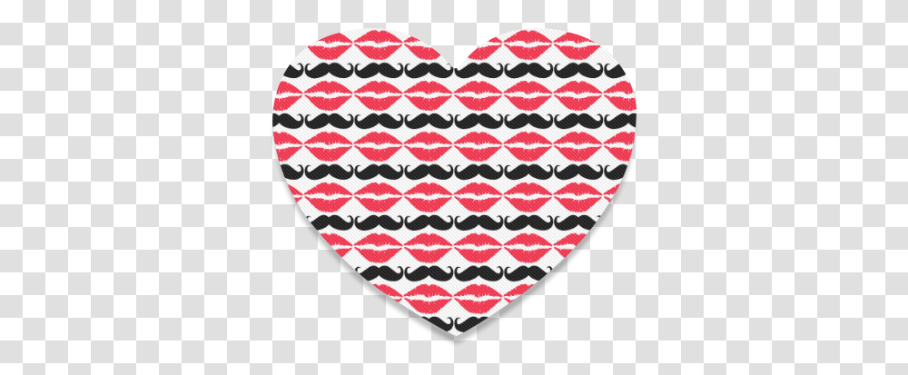 Red And Black Hipster Mustache And Lips Heart Coaster, Rug Transparent Png