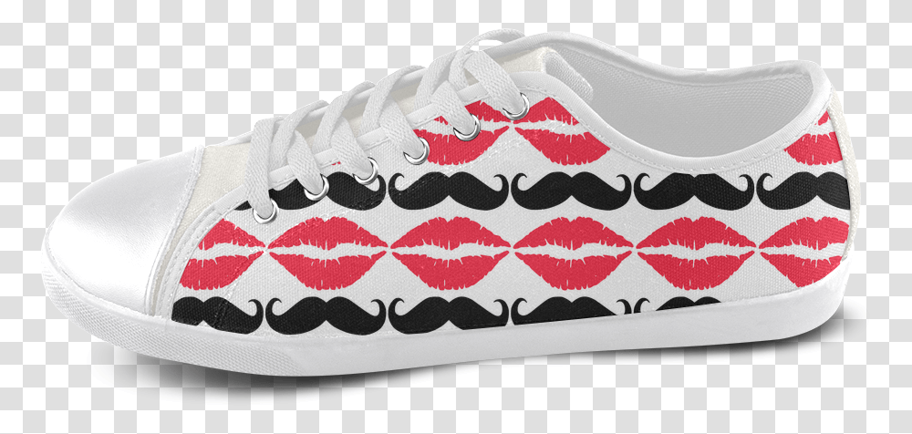 Red And Black Hipster Mustache And Lips Men's Canvas Lips Clip Art, Apparel, Shoe, Footwear Transparent Png