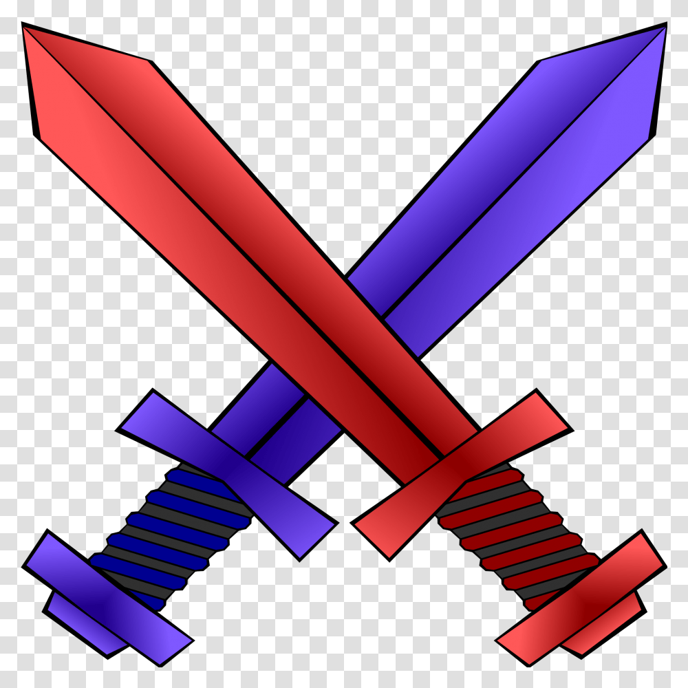 Red And Blue Sword Crossed Swords, Weapon, Weaponry, Crayon, Team Sport Transparent Png