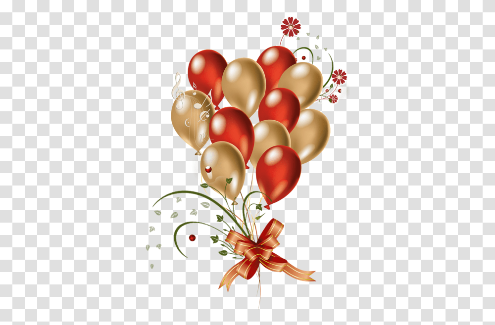 Red And Gold Birthday Balloons, Plant, Floral Design Transparent Png