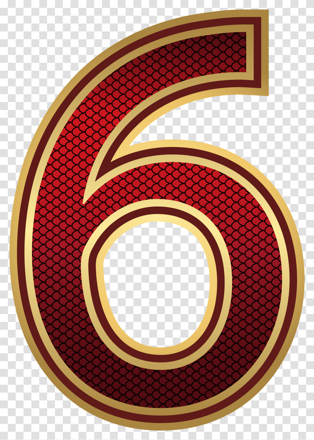 Red And Gold Number Six Image Gallery Yopriceville Six Number, Symbol, Text, Alphabet, Rug Transparent Png