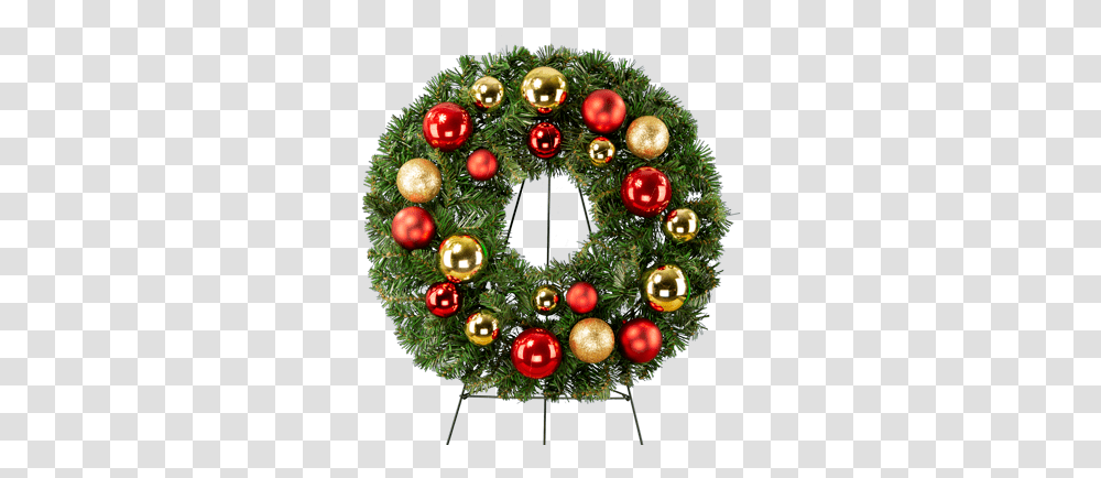 Red And Gold Ornaments Christmas Day, Wreath, Christmas Tree, Plant Transparent Png