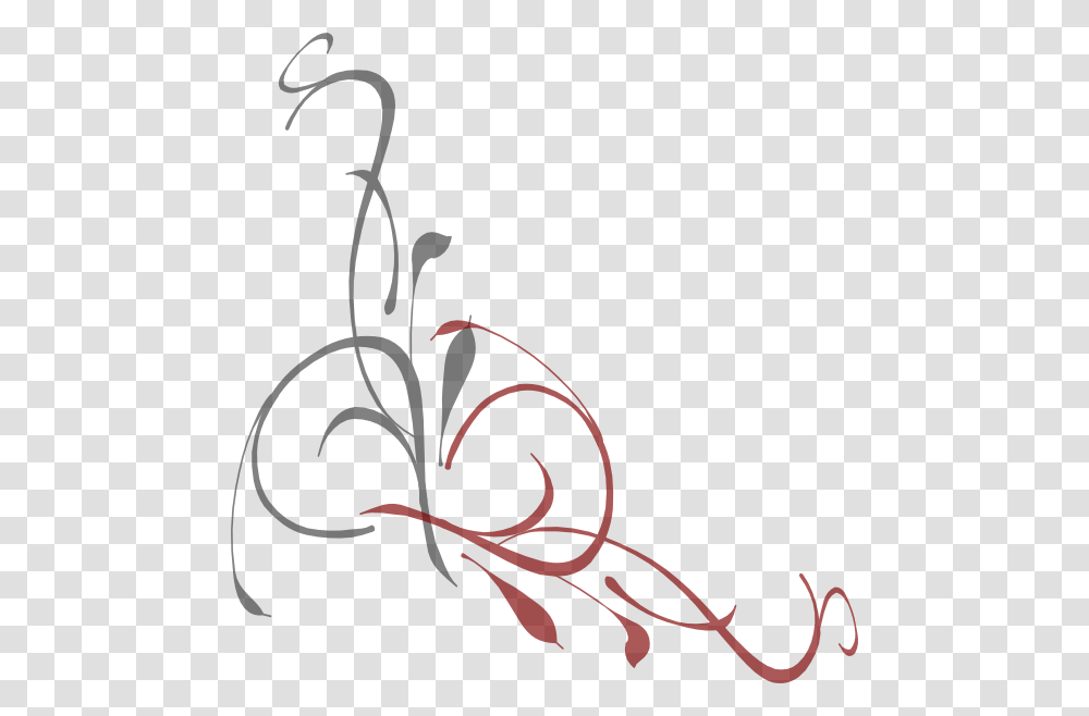 Red And Grey Swirls, Floral Design, Pattern Transparent Png