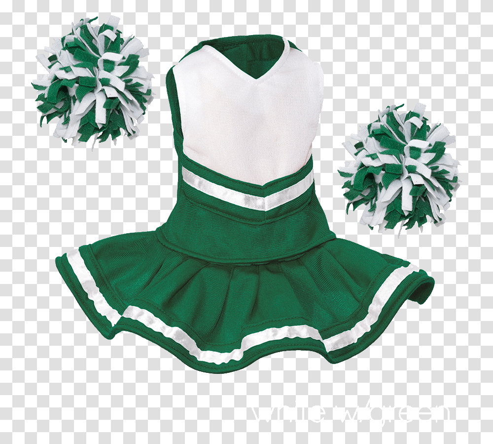 Red And White Cheer Uniform Clipart Green And White Cheerleading Outfit, Apparel, Hat, Accessories Transparent Png
