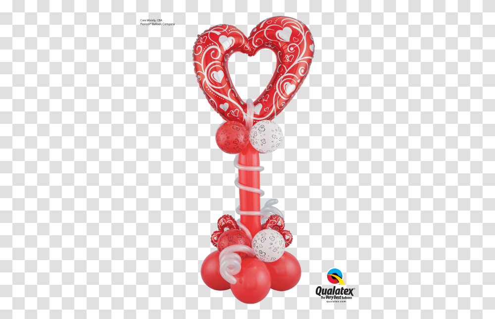 Red And White Heart Column Valentines Day Balloon Column Transparent Png