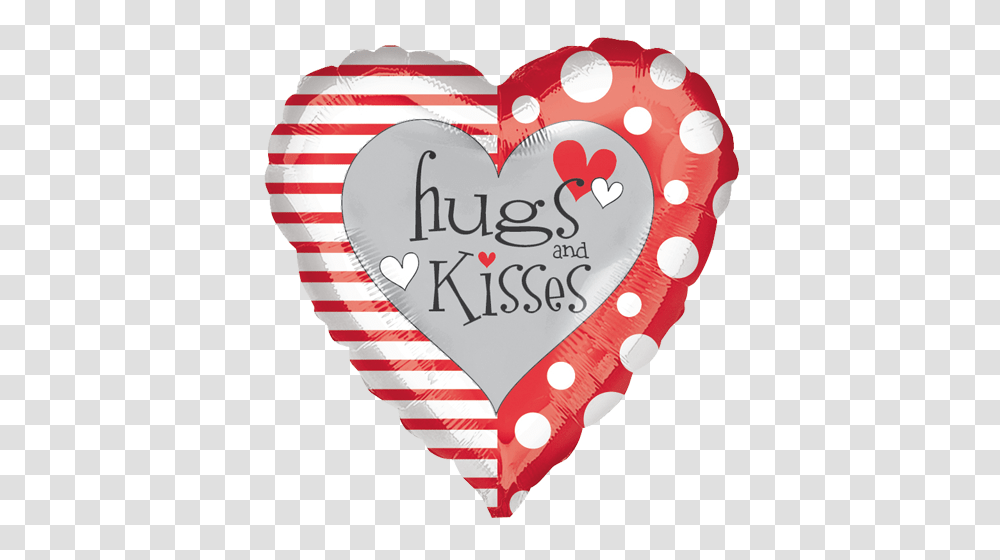Red And White Hugs Kisses Foil Balloon, Label, Heart, Texture Transparent Png