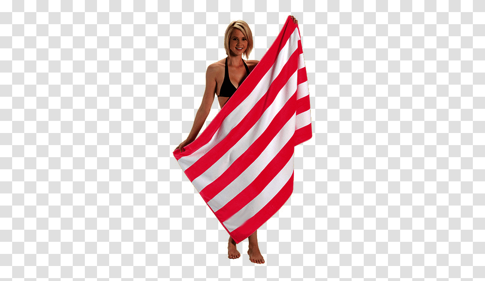 Red And White Striped Beach Towels, Flag, American Flag, Person Transparent Png