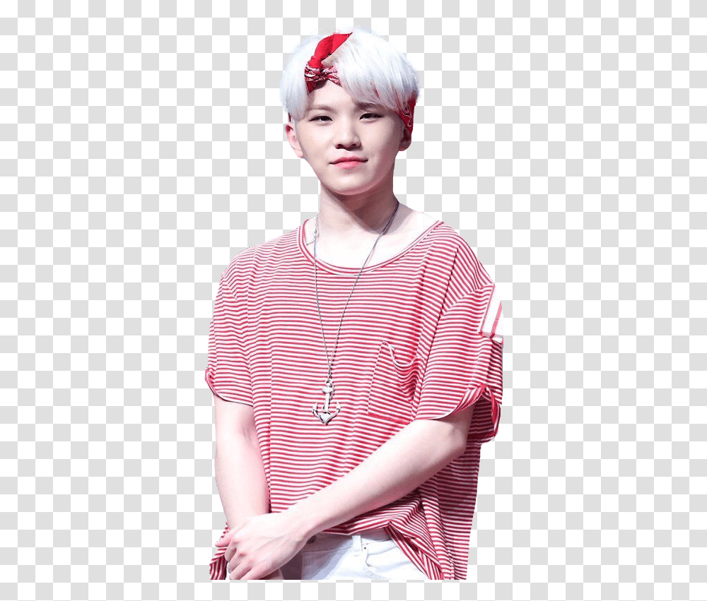 Red And White Stripes Woozi Seventeen Kpop Cute Short Sleeve, Pendant, Person, Human Transparent Png