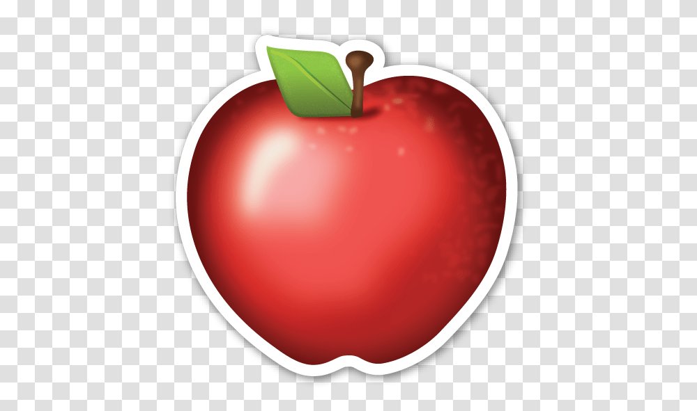 Red Apple Emoticon And Stickers Emoji Stickers, Plant, Fruit, Food Transparent Png